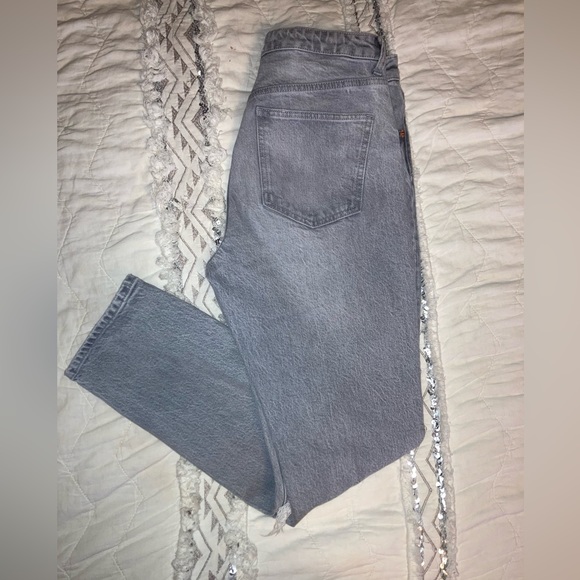 Zara High Rise Light Grey Distressed Ankle Straight Jeans Rigid Denim Size 6/4 - Picture 10 of 10